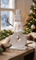 Dekoration MagicHome Christmas Woodeco, Schneemann weiß, Packung. 2 Stück, 10x20 cm