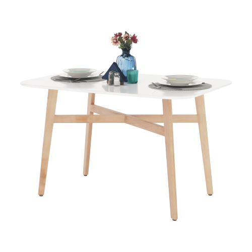 Jedilna miza, bela/natur, 120x80 cm CYRUS 2 NOVO