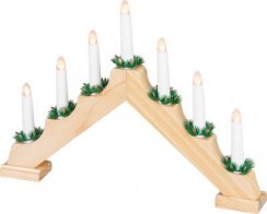 MagicHome karácsonyi gyertyatartó, 7x LED meleg fehér, fa utánzat, 2xAA, belső, 39x4,5x29 cm