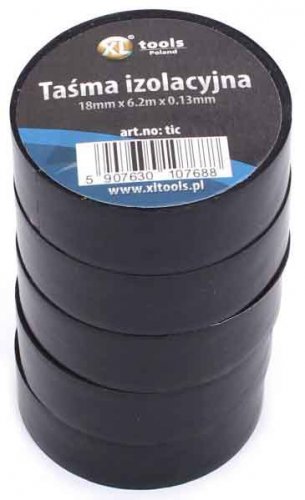 PVC szigetelőszalag 18 mm x 6,2 m x 0,13 mm, fekete, XL-TOOLS