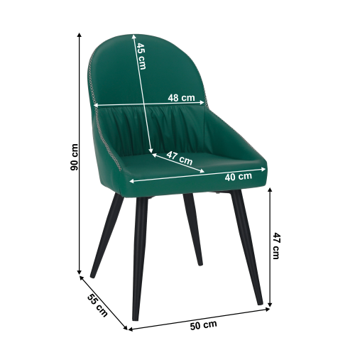 Blagovaonska stolica, eko koža zelena/metal, KALINA