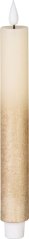 MagicHome Weihnachtskerze, LED, 2xAAA, einfache Beleuchtung, Timer, Creme/Gold, Metallic-Effekt, 3x25 cm