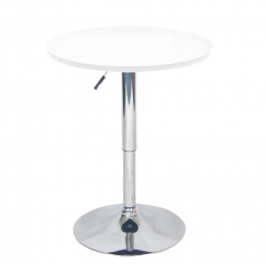 Barska miza z nastavljivo višino, bela, premer 60 cm, BRANY 2 NOVO