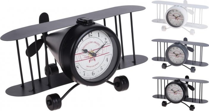 Zegar na biurko w kształcie samolotu 21x33x17 cm mix