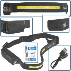Naglavna svjetiljka sa senzorom pokreta LED COB 3W+1W 350 lm, 1200 mAh, GEKO