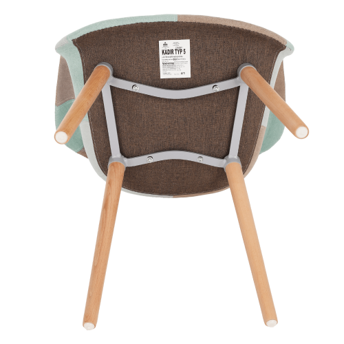 Fotelja, tkanina patchwork mentol/smeđa/bukva, KADIR NEW TIP 5