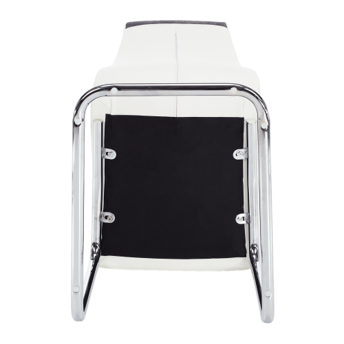 Krzesło do jadalni, ciemnoszara tkanina/biała ekoskóra/chrom, SALOMA NEW