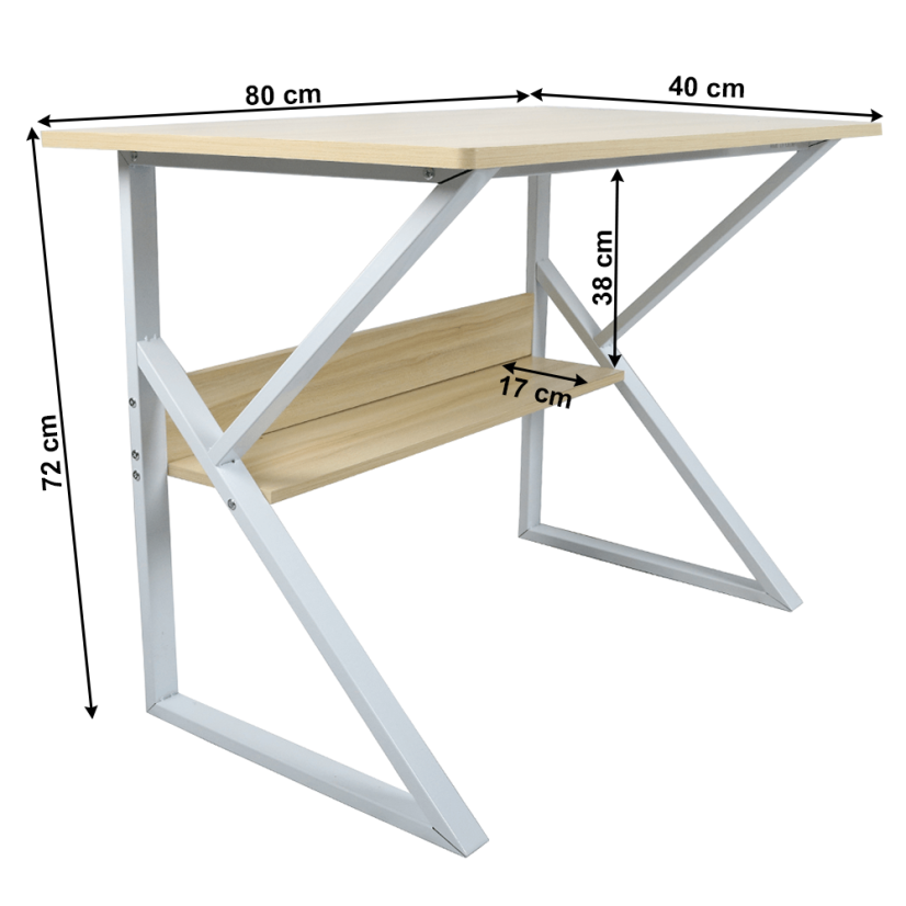 Schreibtisch mit Ablage, Eiche natur/weiß, TARCAL 80