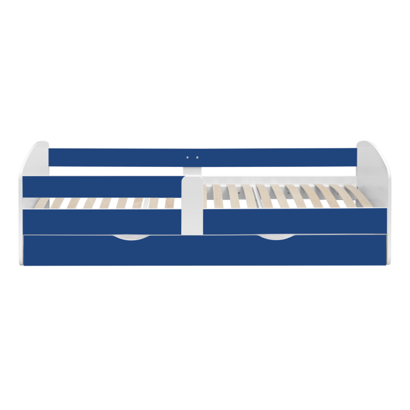 Bett mit Lattenrost und Stauraum 90x200, weiß/blau, COCOLINO
