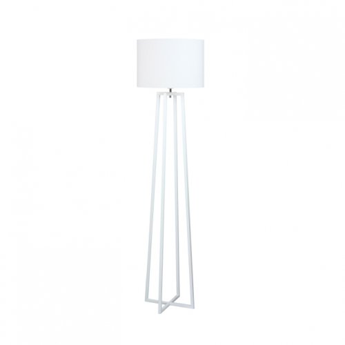 Lampa podłogowa, biała, tkanina/metal, QENNY TYPE 16 LF8574