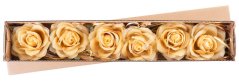 MagicHome Blume, Rose, Gold, Stiel, Blütengröße: 10 cm, Blütenlänge: 18 cm, Packung. 6 Stk