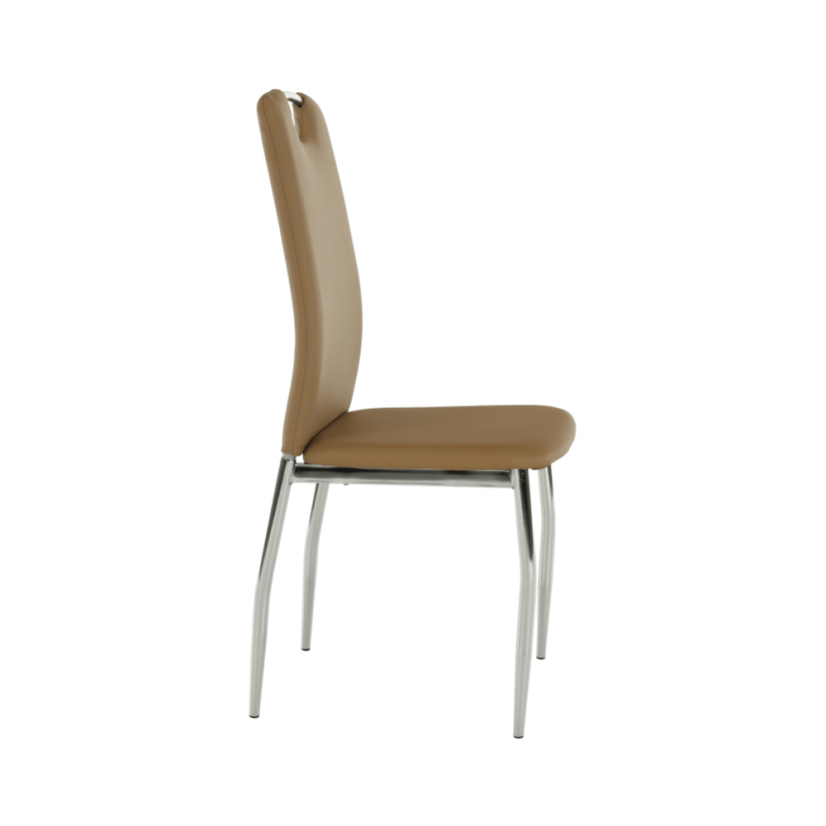 Esszimmerstuhl, Kunstleder beige/chrom, ERVINA