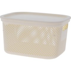 Coș de depozitare din plastic cu capac, 6 litri, bej