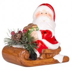 Dekoracja świąteczna MagicHome, Mikołaj na saniach, LED, terakota, 12,6x8,5x11,5 cm