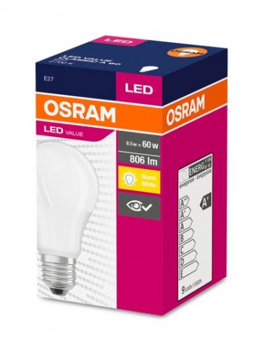 Ziarovka OSRAM® LED FR 060 (ean6842) non-dim, 8,5W/827 E27 2700K Vrijednost CLASSIC A