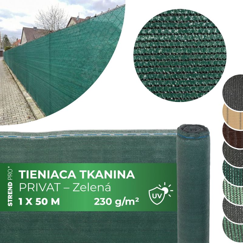 Abschirmstoff PRIVAT.NET 1,0x50 m, HDPE, UV, 230 g/m2, 95 % grün (akce)