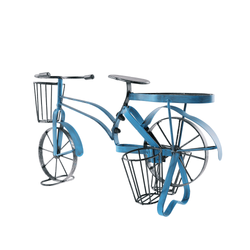 Retro doniczka w kształcie roweru, czarno-niebieska, ALBO