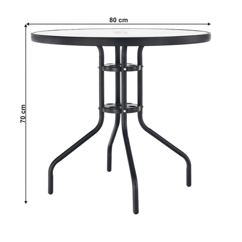 Esstisch, schwarzer Stahl/gehärtetes Glas, BORGEN TYP 2