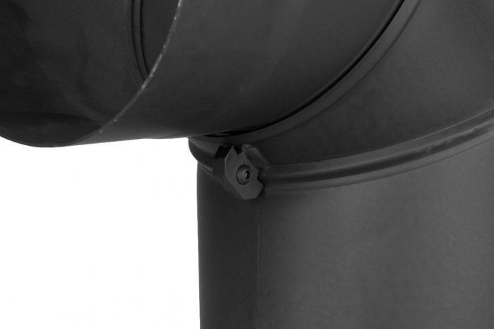 Koleno HS 090/200/2,0 mm, kouřovod, nastavitelné, kouřové kominové koleno pro spojování trubek kouřovodu