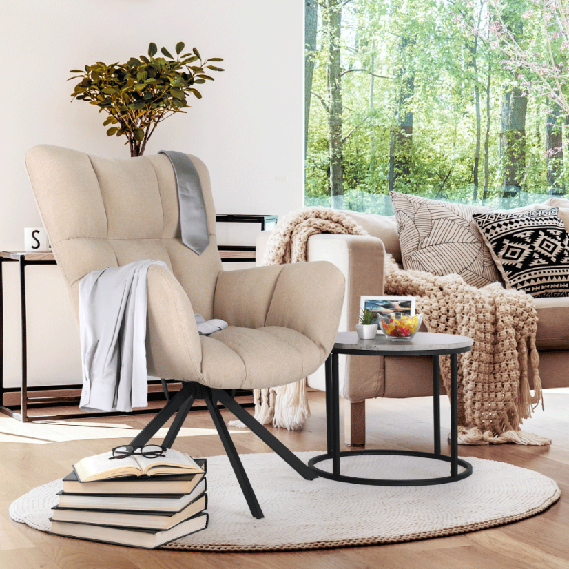 Designer-Drehstuhl, beige/schwarz, KOMODO