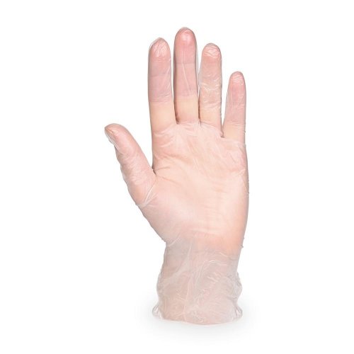 Mănuși de unică folosință de vinil alb pudră mărime M (100 buc)