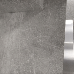 Esstisch, weiß mit Hochglanz HG/Beton, 160x90 cm, FARNEL