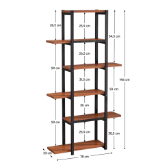 Polcállvány, fekete/rusztikus fa, LEMY