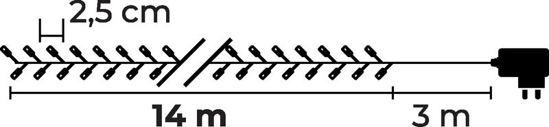 MagicHome Weihnachts-Errai-Kette, 560 LED warmweiß, 8 Funktionen, 230 V, 50 Hz, IP44, außen, Netzkabel 3 m, Beleuchtung, L-14 m