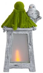Decor MagicHome, Lanternă cu pasăre, solar, LED, ceramică, 26x20x45 cm