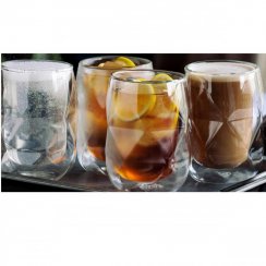 Glas für Wasser/Kaffee 350 ml doppelwandiges Glas. DIAMOND DUALI, 2er-Set KLC