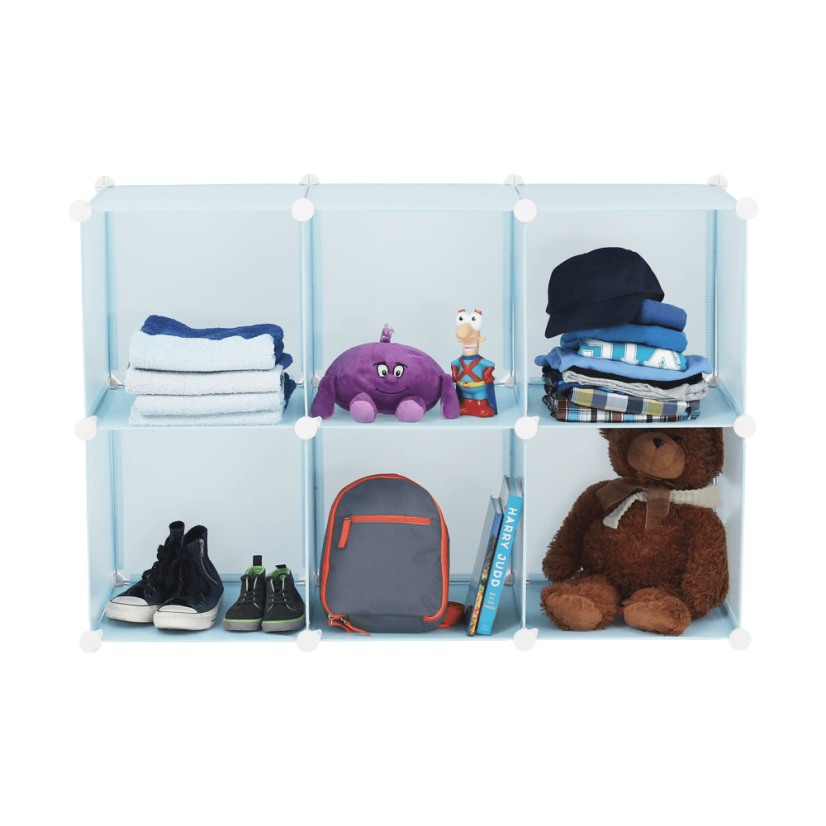 Modularer Kinderschrank, blau/Kindermuster, EDRIN