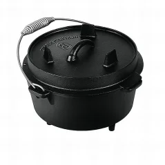 Oală din fontă cu capac, 25 cm, neagră