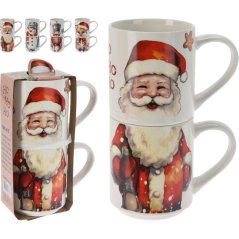 Cană de Crăciun 265 ml set de 2 bucăți porțelan mix