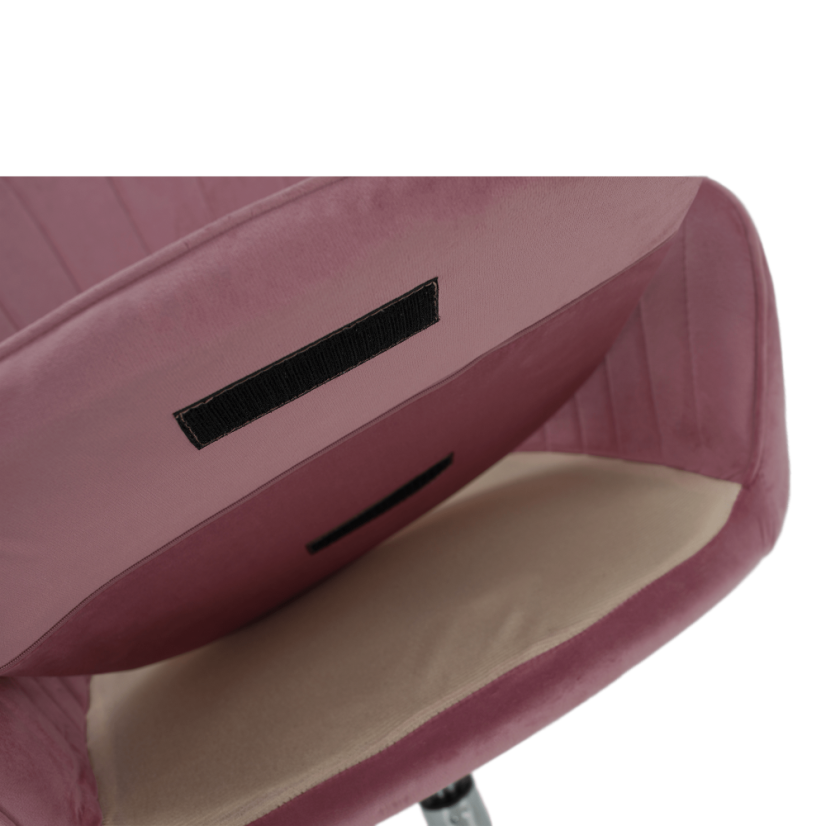Bürostuhl, rosa Samtstoff/Chrom, KLIAN
