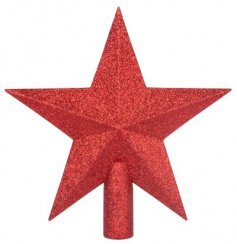 MagicHome Božična dekoracija, 1 kos, 20 cm, zvezda, rdeča, za božično drevesce