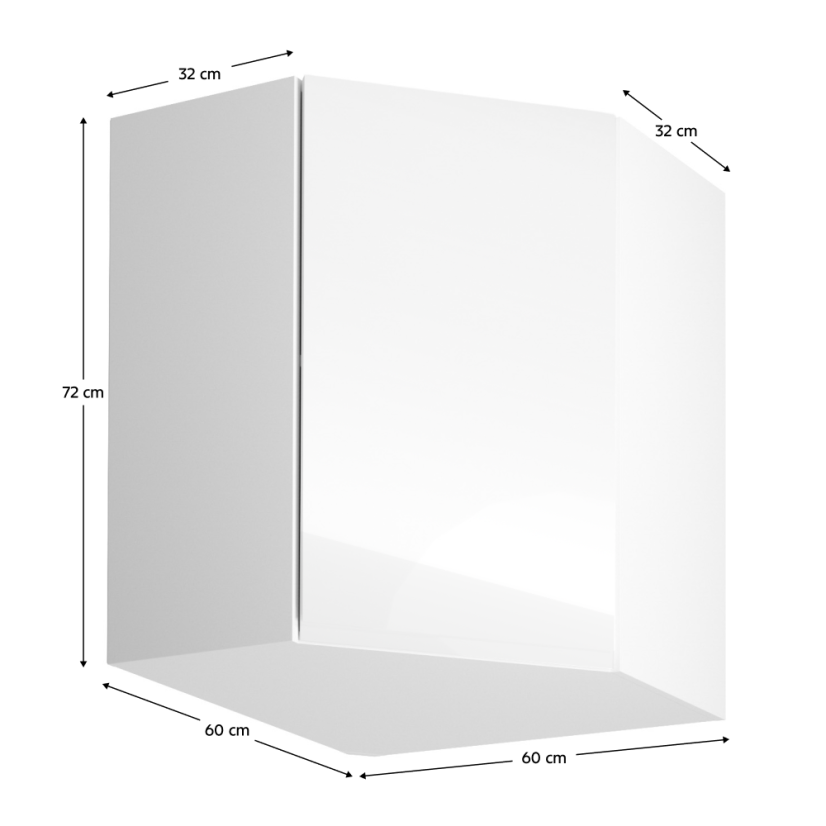 Oberschrank, Weiß/Weiß Extra Hochglanz, AURORA G60N