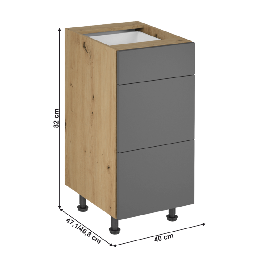 Unterschrank, Eiche Artisan/Graumatt, LANGEN D40S3