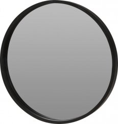 Okroglo stensko ogledalo v črnem lesenem okvirju premera 300x25mm za obešanje