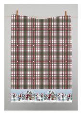Pamutból szőtt konyhai törlőkendő, karácsonyi motívummal, „MIKULÁŠOVO”, 3 db, 50x70 cm, 270 g/m²