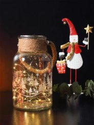 MagicHome Božična dekoracija, Stekleni kozarec, 30 LED toplo bela, 3xAAA, IP44, zunanjost, 13x23,50 cm
