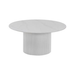 Klub stolić, bijeli mramor/MDF, promjer 80 cm, MAHIR TIP 1