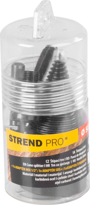 Strend Pro Dorn, Spaltkeil, Kegel, 50 mm, 3x Adapter, für Holz