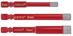 Gyémánt fúrószár készlet 6, 8, 10 mm-es greshez, 6-HRAN, GEKO (akce)