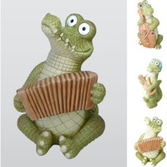 Kerti dísz: krokodil napfényes harmonikával, 47 cm