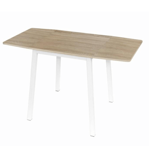 Jídelní stůl, MDF fóliovaná/kov, dub sonoma/bílá, 60-120x60 cm, MAURO