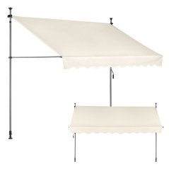 Balkónová slnečná clona 300x120 cm, výškovo nastaviteľná, vodotesná s ručnou kľukou béžová MultiGarden