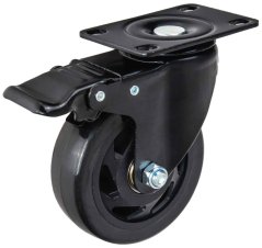 Set de 4 roți pivotante de 100 mm, capacitate de încărcare 120 kg – 2 roți cu frână, GEKO