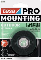 tesa® Montage PRO Outdoor-Klebeband, Montage, doppelseitig, selbstklebend, 19 mm, L-1,5 m