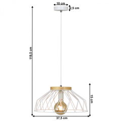 Visiaca lampa, biela/prírodná, drevo/kov, TREX TYP 2