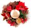 Svietnik MagicHome Vianoce, s čečinou a kvetom, prírodný, 15 cm